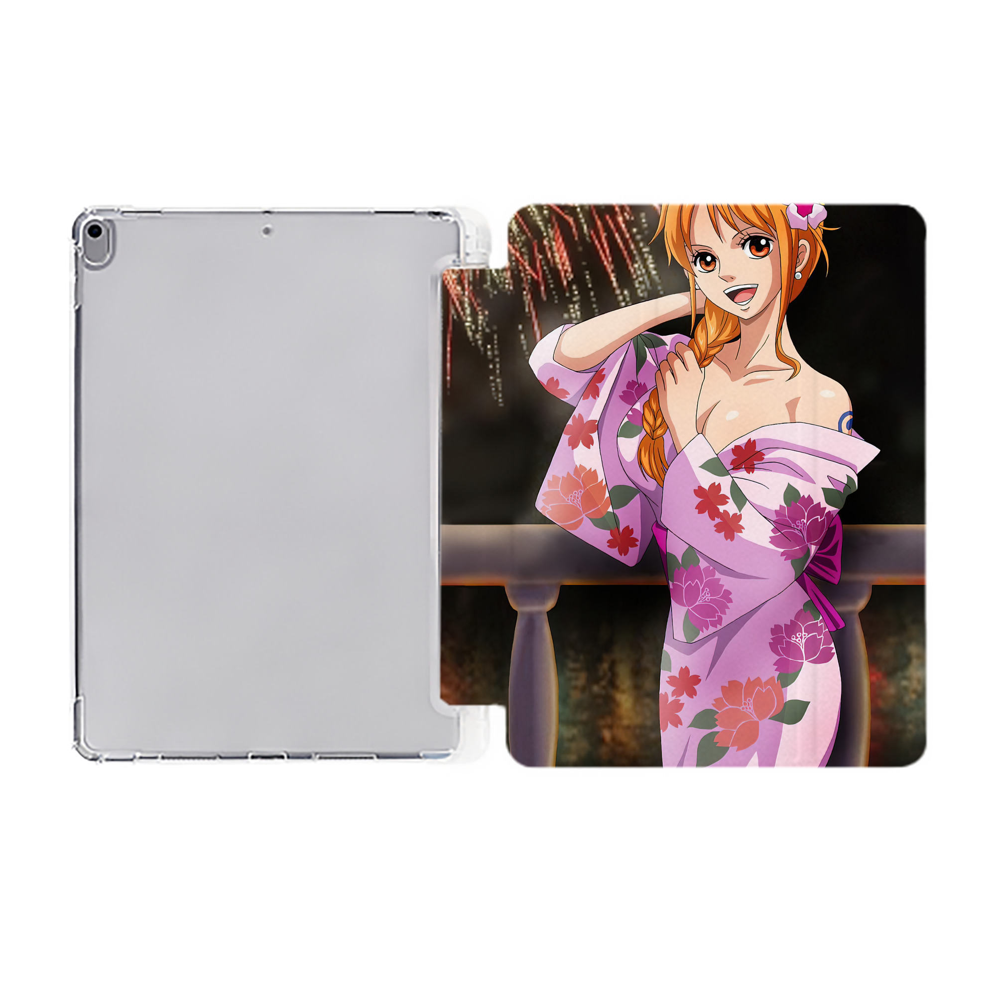 ワンピース ONE PIECE IPad ケース ペン収納付き 三つ折りスタンド PUレザー×シリコン 対応機種9.5/10.5/10.9インチ